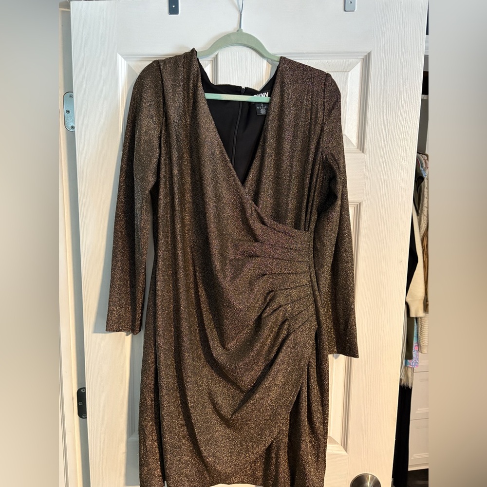 DKNY Metallic Long Sleeve Dress